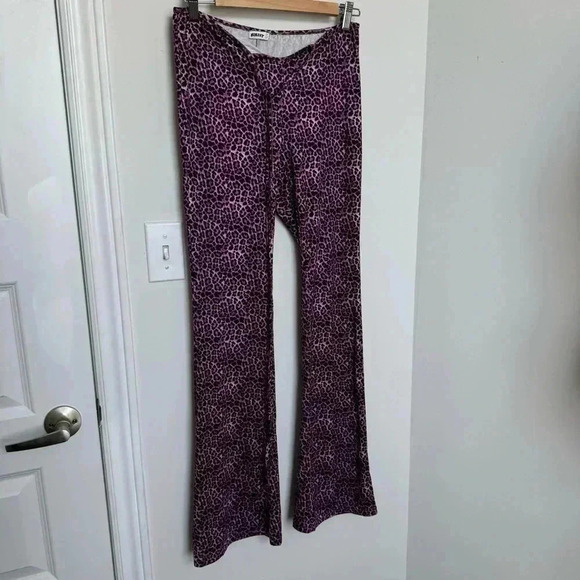 Kollyy retro purple flare leopard y2k pants S - Picture 2 of 6